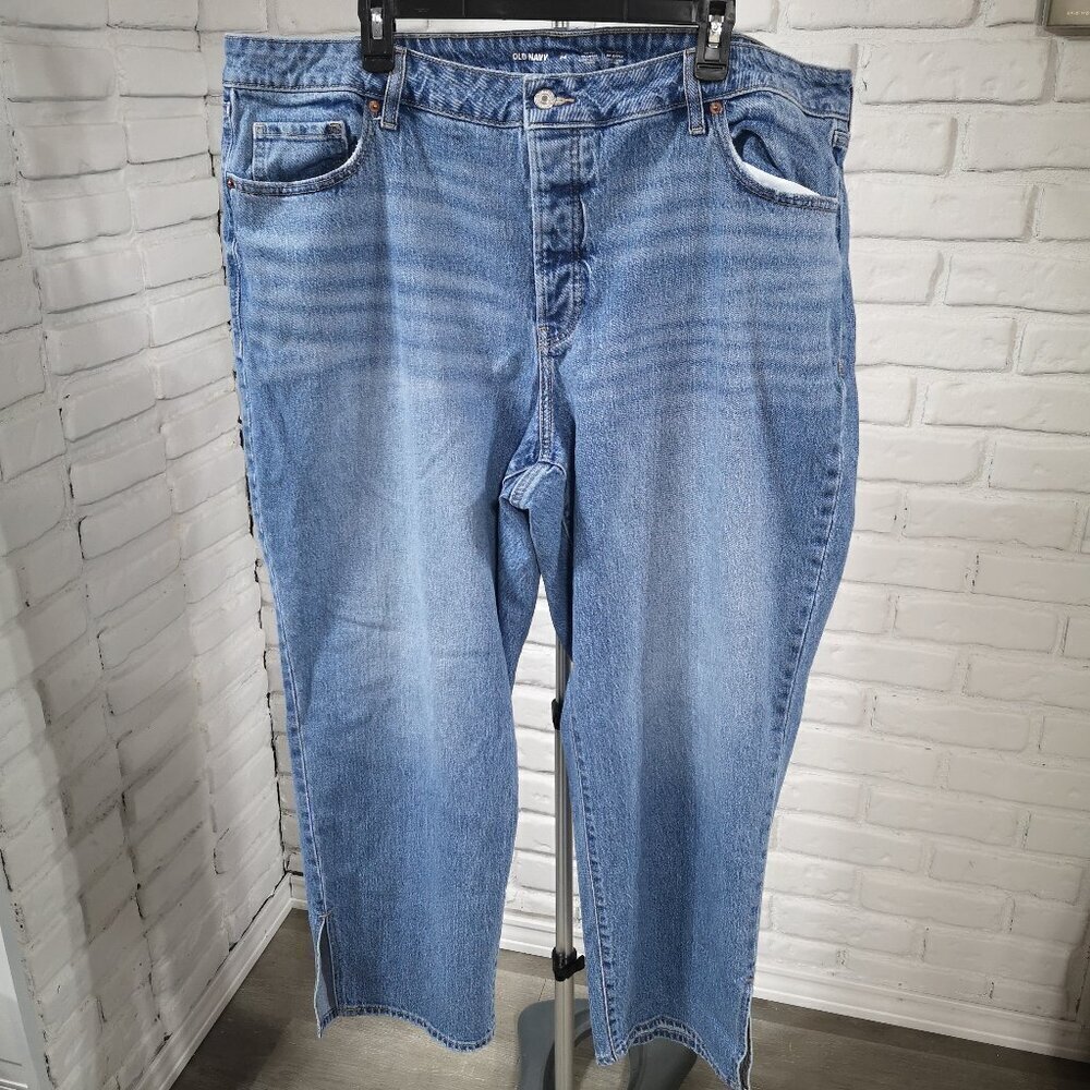 Old Navy Ladies Size 24 High Rise OG Loose Medium Wash Button Closure Jeans